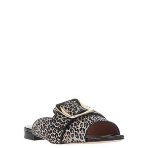 Bally Janaya block-heel slide sandals in leopard-print calf hair, New in box